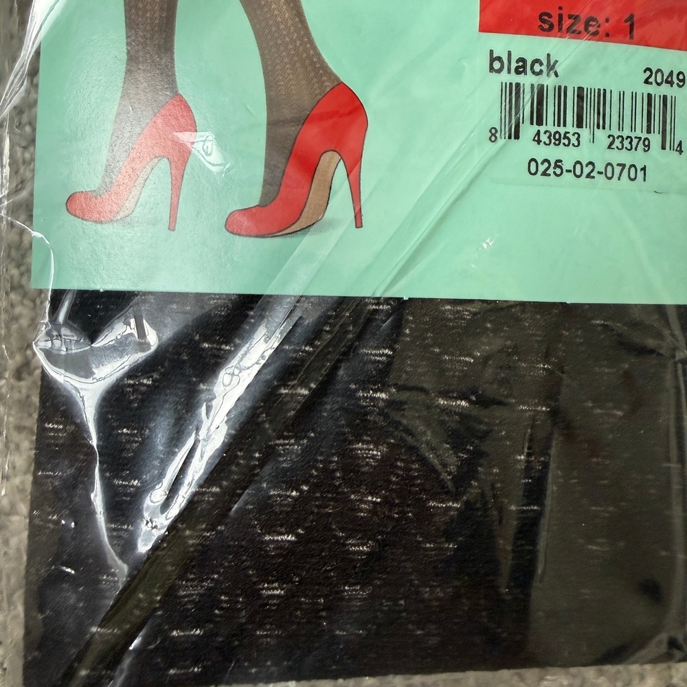 NWT Love Your Assets Sara Blakely Shaping Tights Textured Wish Bone Black Size 1 - Picture 4 of 7